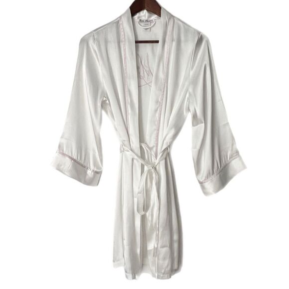 Linea Donatella Mrs. Embroidered Wrap Satin Bride Robe - Picture 2 of 5
